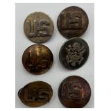 6 Vintage U.S. Army Collar Discs & Buttons 6 Vintage U.S. Army Collar Discs & Buttons