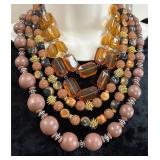 3 Nice Brown Beaded Fashion Necklaces 3 Nice Brown Beaded Fashion Necklaces