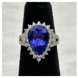 O. Friedman GIA Tanzanite, Diamond, Platinum Ring O. Friedman GIA Tanzanite, Diamond, Platinum Ring