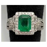 AIGL Platinum Emerald And Diamond Ring AIGL Platinum Emerald And Diamond Ring