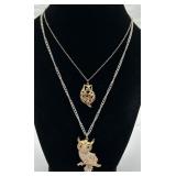 Pair of Owl Pendants on Chains Pair of Owl Pendants on Chains