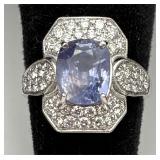 GIA Platinum Color Changing Sapphire &Diamond Ring GIA Platinum Color Changing Sapphire &Diamond Ring