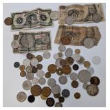 Large Lot of Vintage Foreign Bills & Coins Large Lot of Vintage Foreign Bills & Coins