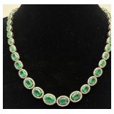 AIGL 14K White Gold Emerald & Diamond Necklace AIGL 14K White Gold Emerald & Diamond Necklace