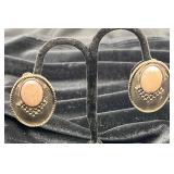 Vintage Silver Agate Clip Earrings Vintage Silver Agate Clip Earrings