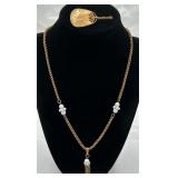 �Miriam Haskell� Oriental Fan Pin & Necklace �Miriam Haskell� Oriental Fan Pin & Necklace