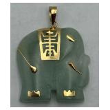 Gorgeous 14K Gold and Jade Elephant Pendant Gorgeous 14K Gold and Jade Elephant Pendant