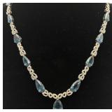 GIA 14K White Gold Aquamarine & Diamond Necklace GIA 14K White Gold Aquamarine & Diamond Necklace