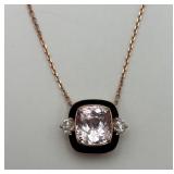 GGA 14K 2-tone Gold Morganite & Diamond Necklace