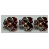 3 Cute Gold Toned Flower Pins 3 Cute Gold Toned Flower Pins