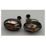 Pair Of Vintage Starling Abalone Shell Ear Screws Pair Of Vintage Starling Abalone Shell Ear Screws