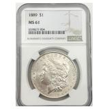 1889 Morgan Silver Dollar, NGC MS 61 1889 Morgan Silver Dollar, NGC MS 61