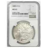 1885-O Morgan Silver Dollar, NGC MS 61 1885-O Morgan Silver Dollar, NGC MS 61