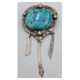 Vintage Sterling Silver & Turquoise Pin Vintage Sterling Silver & Turquoise Pin