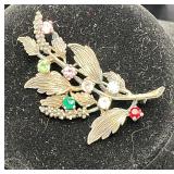 Sterling Silver Leaf Brooch w/Quartz Stones Sterling Silver Leaf Brooch w/Quartz Stones