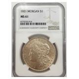 1921 Morgan Silver Dollar, NGC MS 61 1921 Morgan Silver Dollar, NGC MS 61