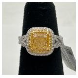 GIA 18K WG, Yellow & White Diamond Ring GIA 18K WG, Yellow & White Diamond Ring