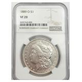 1889-O Morgan Silver Dollar, NGC VF 20 1889-O Morgan Silver Dollar, NGC VF 20