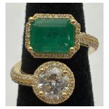 G.G.A Certified 18K Gold Emerald & Diamond Ring G.G.A Certified 18K Gold Emerald & Diamond Ring