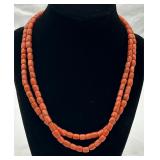 Vintage Double Strand Coral Colored Stone Necklace Vintage Double Strand Coral Colored Stone Necklace