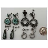 Lot Of 4 Vintage Pairs Of Silver Toned Ear Screws Lot Of 4 Vintage Pairs Of Silver Toned Ear Screws