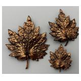 3 Cute Copper Colored Leaf Pins 3 Cute Copper Colored Leaf Pins