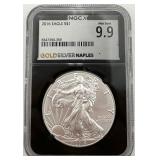 2016 Silver Eagle Dollar, NGC Mint State 9.9 2016 Silver Eagle Dollar, NGC Mint State 9.9
