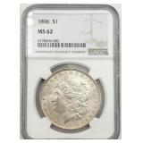 1896 Morgan Silver Dollar, NGC MS 62 1896 Morgan Silver Dollar, NGC MS 62