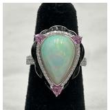 14K WG Opal, Sapphire & Diamond Ring 14K WG Opal, Sapphire & Diamond Ring