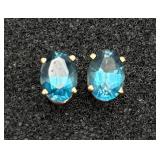 Pair Of 14k Gold and Blue Gemstone Earrings Pair Of 14k Gold and Blue Gemstone Earrings