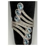 GGA 14K White Gold Aquamarine Beryl & Diamond Ring GGA 14K White Gold Aquamarine Beryl & Diamond Ring