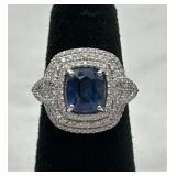 O. Friedman GIA Sapphire, Diamond, Platinum Ring O. Friedman GIA Sapphire, Diamond, Platinum Ring