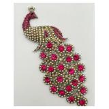 Vintage Figural Jeweled Peacock Sew-On Piece Vintage Figural Jeweled Peacock Sew-On Piece