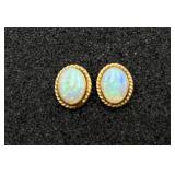 Pair Of 14K Gold and Opal Earrings Pair Of 14K Gold and Opal Earrings