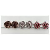 3 Pair of Ear Clips w/ Colored Rhinestones 3 Pair of Ear Clips w/ Colored Rhinestones