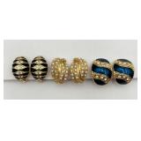 3 Pair of Ear Clips w/ Rhinestones 3 Pair of Ear Clips w/ Rhinestones