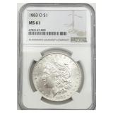 1883-O Morgan Silver Dollar, NGC MS 61 1883-O Morgan Silver Dollar, NGC MS 61