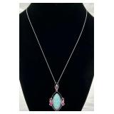 Oscar Friedman Opal, Sapphire & Diamond Pendant Oscar Friedman Opal, Sapphire & Diamond Pendant