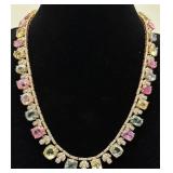 AIGL 18K Yellow Gold Sapphire & Diamond Necklace AIGL 18K Yellow Gold Sapphire & Diamond Necklace