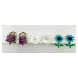 3 Pair Vintage Flower Form Ear Screws 3 Pair Vintage Flower Form Ear Screws
