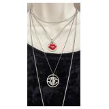 Lot Of 4 Silver Toned Fashion Necklaces