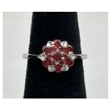 Pretty Red Stone Flower Fashion Ring