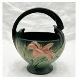 Roseville Pottery Zephyr Lily Handled Basket