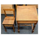 Antique Oak School Desk and Chair