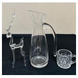 Glass Reindeer, Pitcher & Creamer