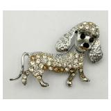 Vintage Long & Low Rhinestone Poodle Pin