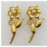 Pair of Little Golden Flower Pins
