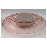 Rose Colored Centerpiece Bowl w/Flower Frog