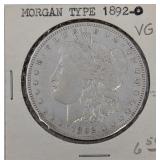 1892--O Morgan Silver Dollar