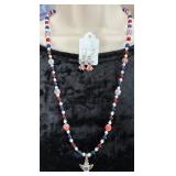 Nice Patriotic Beaded Necklace & Earring Set